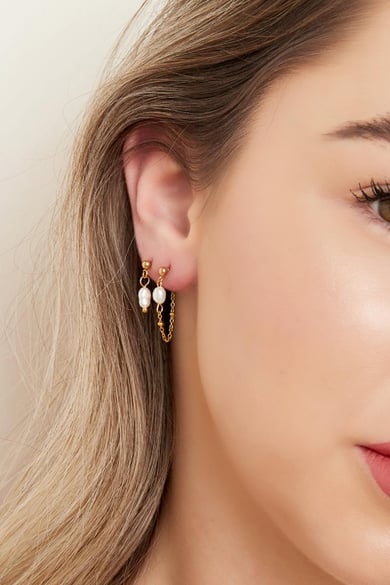 Stainless steel earring with pearl Silver color h5 Picture3